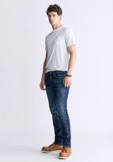 Jean étroit pour homme Slim Ash, indigo contrastant - BM26024