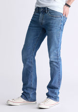 Slim Bootcut King Men's Jeans, Creased and Sanded Indigo - BM26033