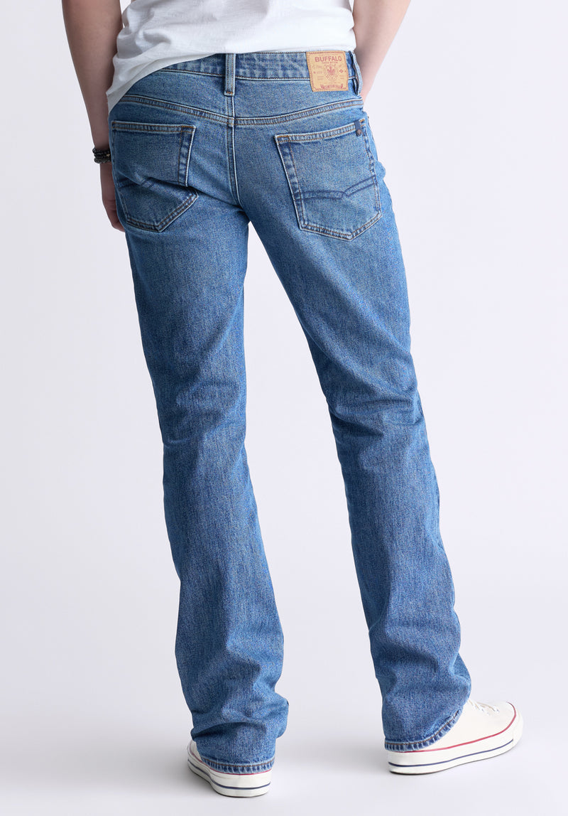 Slim Bootcut King Men's Jeans, Creased and Sanded Indigo - BM26033