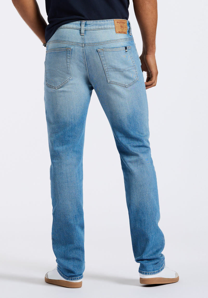 Straight Six Men's Distressed Jeans, Light Vintage Blue - BM26058