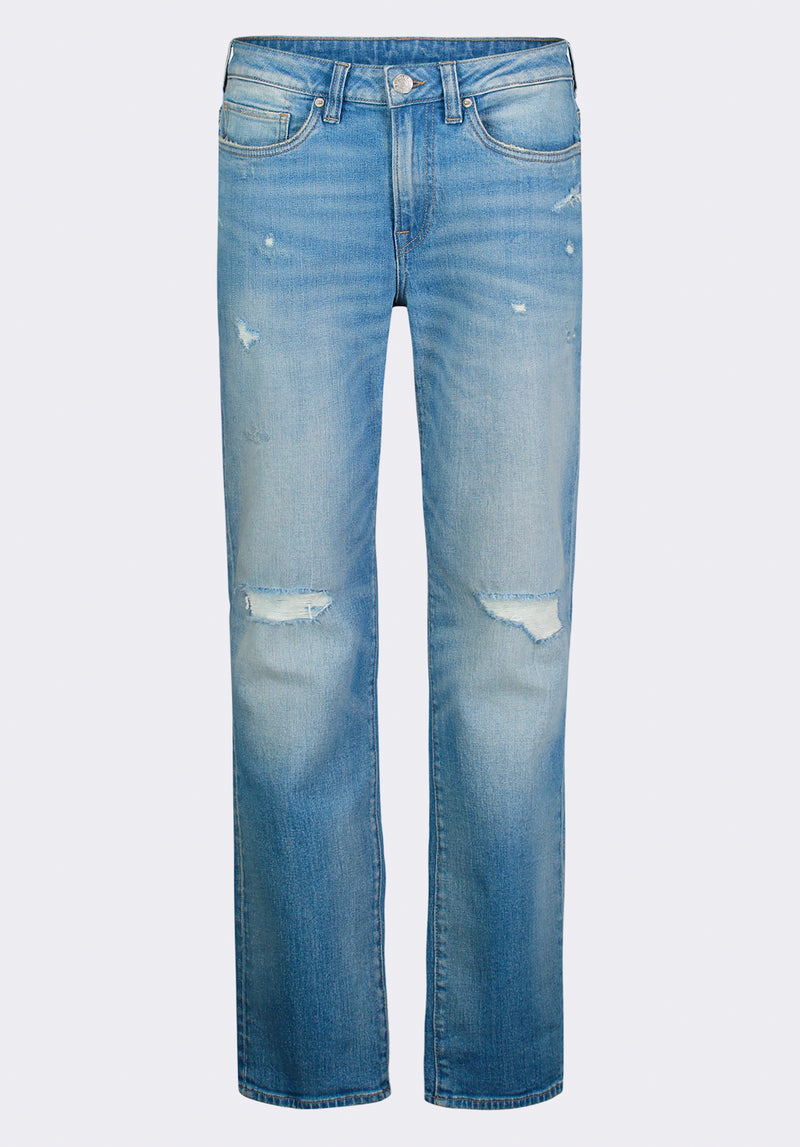 Straight Six Men's Distressed Jeans, Light Vintage Blue - BM26058