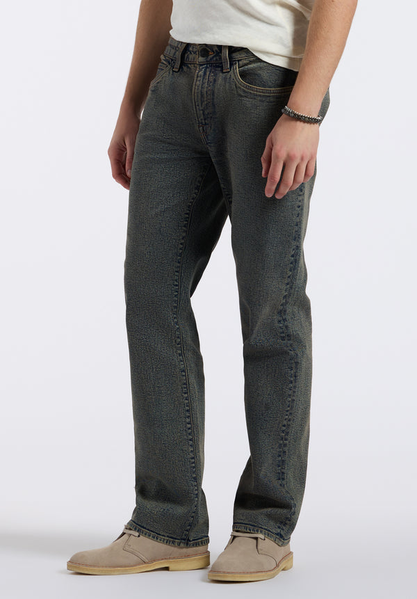 Relaxed Straight Driven Men's Jeans, Authentic Worn Indigo - BM26074