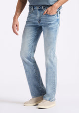 Jean bootcut slim King pour homme, Bleu sablé avec effet moustache - BM26086