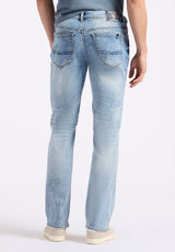 Jean bootcut slim King pour homme, Bleu sablé avec effet moustache - BM26086