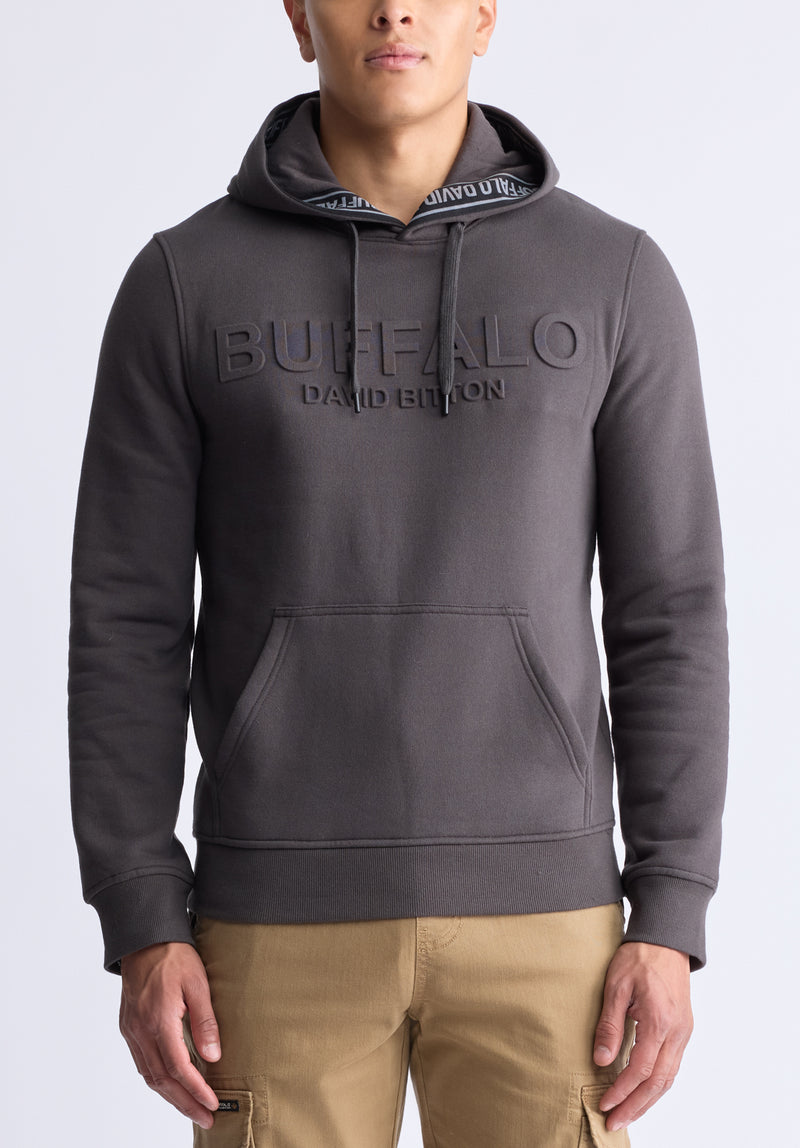 Sweat à capuche avec logo embossé Fadol pour hommes, gris - BPM13610V