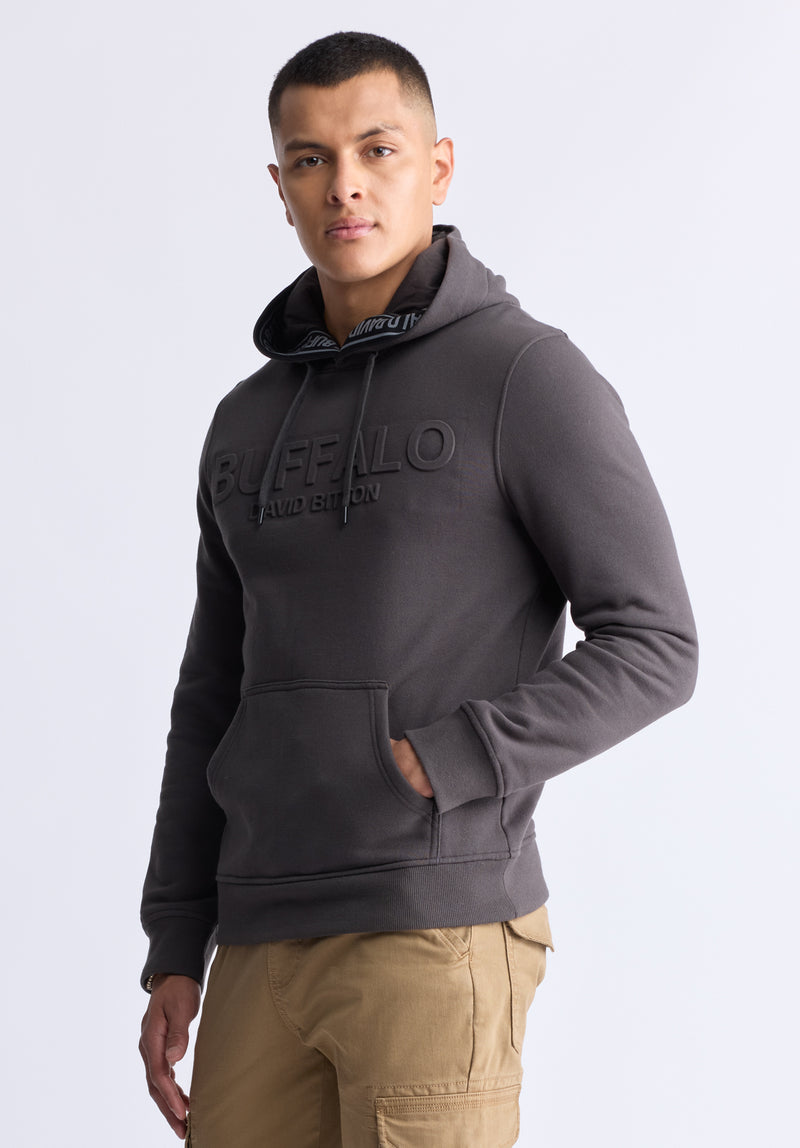 Fadol Men's Embossed Logo Hooded Sweatshirt, Charcoal - BPM13610V