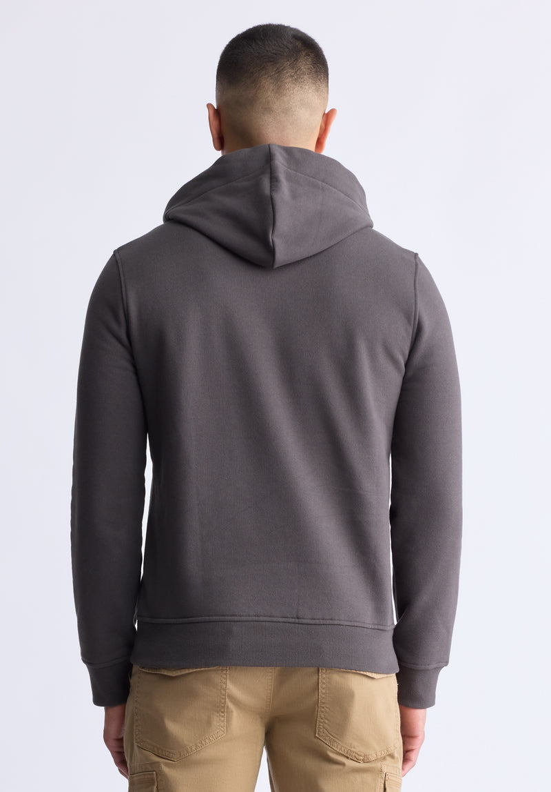 Sweat à capuche avec logo embossé Fadol pour hommes, gris - BPM13610V