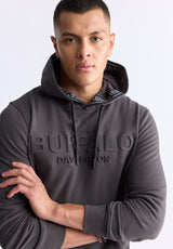 Fadol Men's Embossed Logo Hooded Sweatshirt, Charcoal - BPM13610V