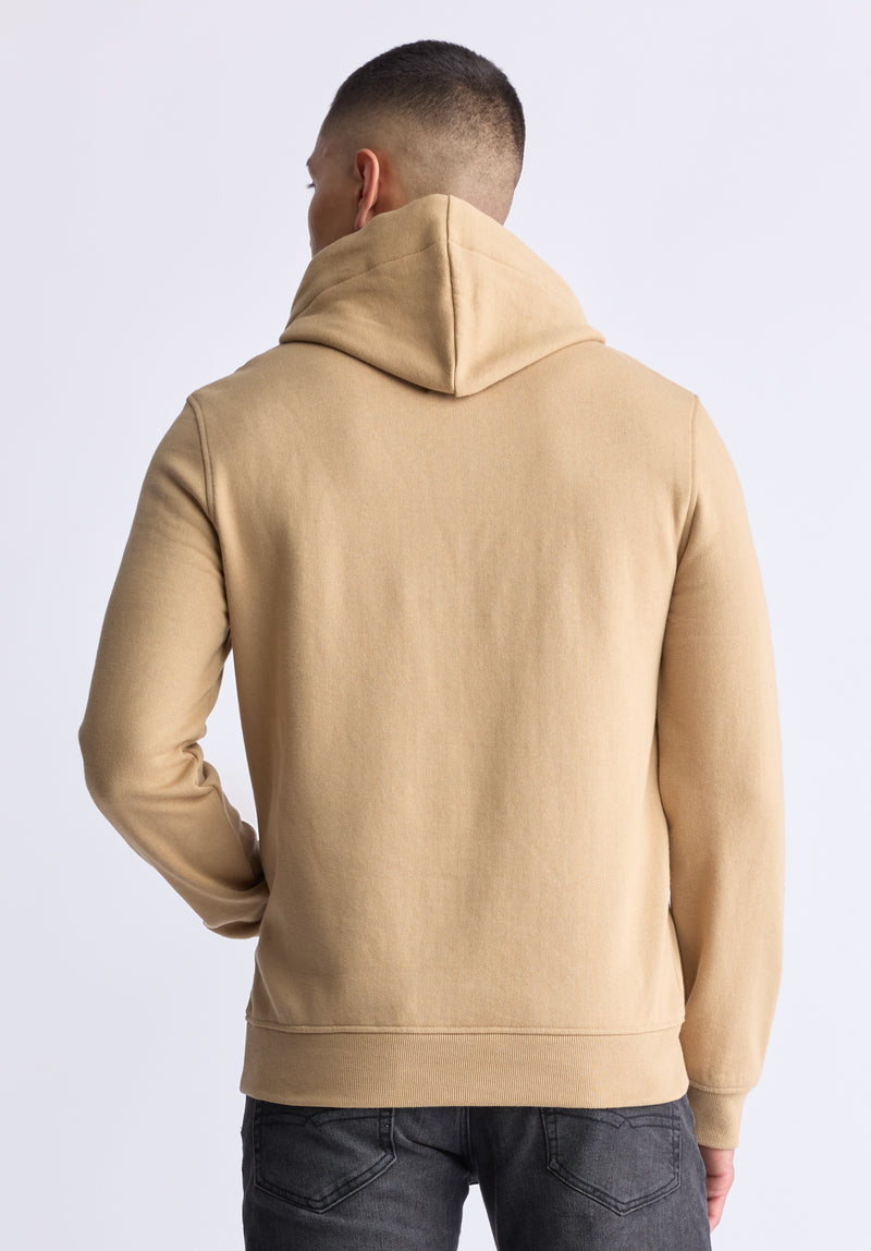 Sweat à capuche avec logo embossé Fadol pour hommes, brun - BPM13610V