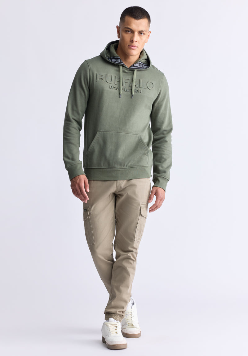 Sweat à capuche avec logo embossé Fadol pour hommes, vert - BPM13610V