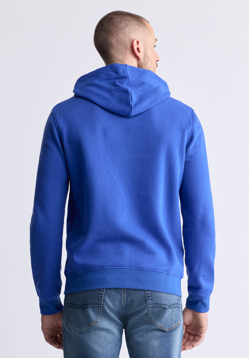 Sweat à capuche avec logo embossé Fadol pour hommes, bleu - BPM13610V