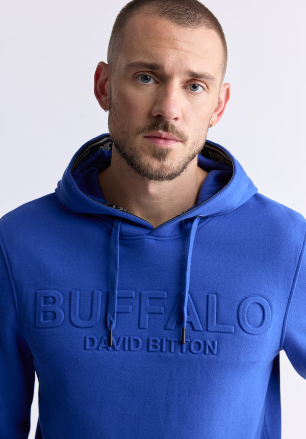 Fadol Men's Embossed Logo Hooded Sweatshirt, Blue - BPM13610V