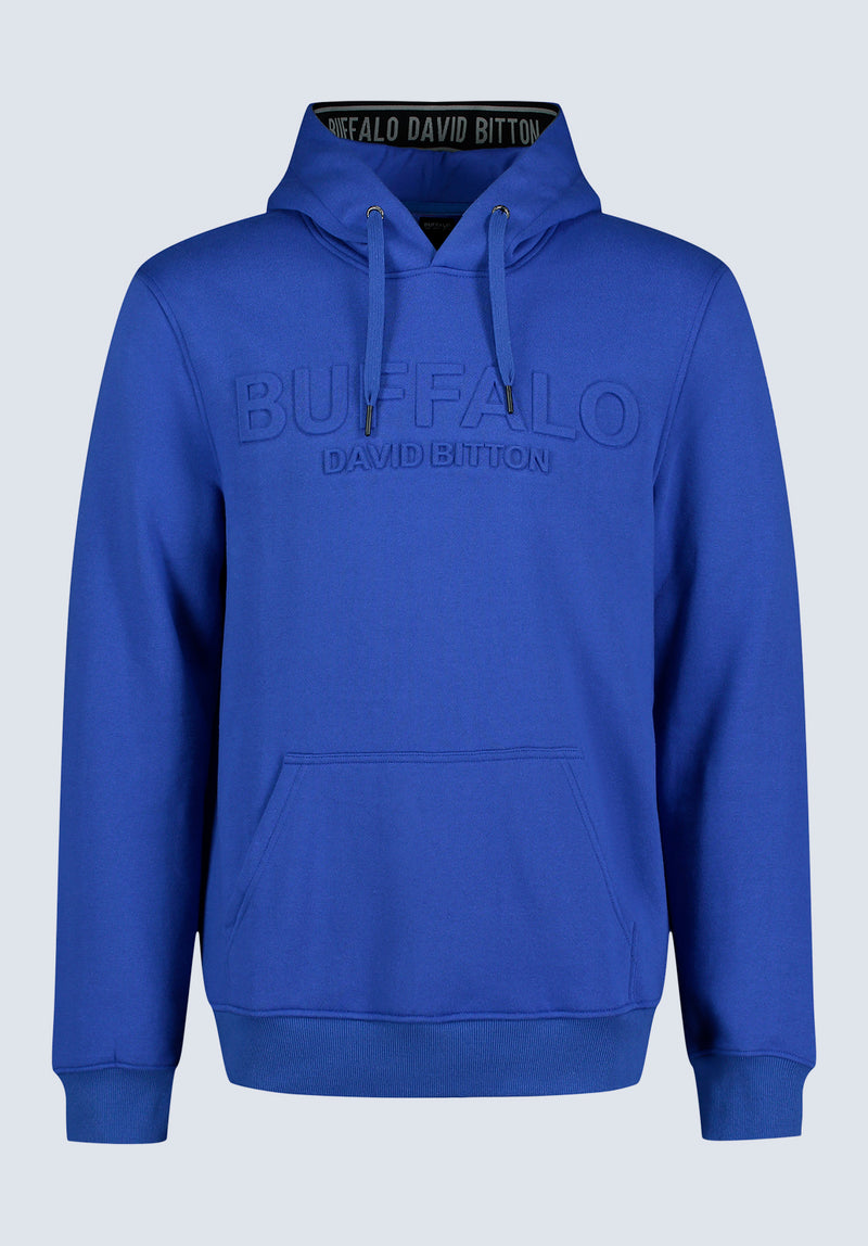 Sweat à capuche avec logo embossé Fadol pour hommes, bleu - BPM13610V