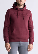 Fadol Men's Embossed Logo Hooded Sweatshirt, Dark red - BPM13610V