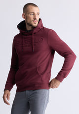 Sweat à capuche avec logo embossé Fadol pour hommes, rouge - BPM13610V