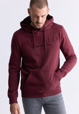 Sweat à capuche avec logo embossé Fadol pour hommes, rouge - BPM13610V