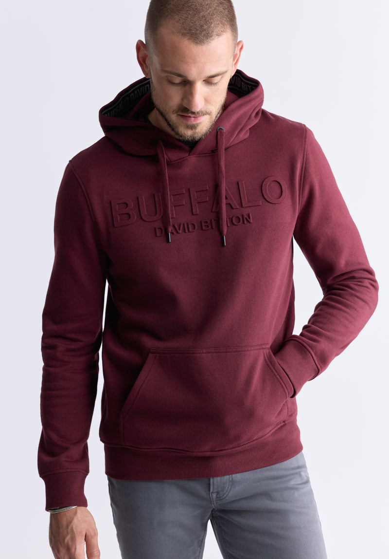 Fadol Men's Embossed Logo Hooded Sweatshirt, Dark red - BPM13610V