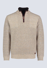 Werneck Men’s Quarter-zip Ribbed Knit Sweater, Beige - BPM14177