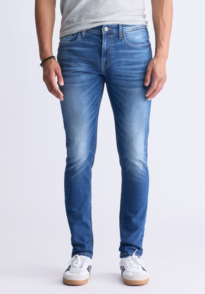 Jean droit étroit Evan-X pour hommes, bleu - BPMD01260E