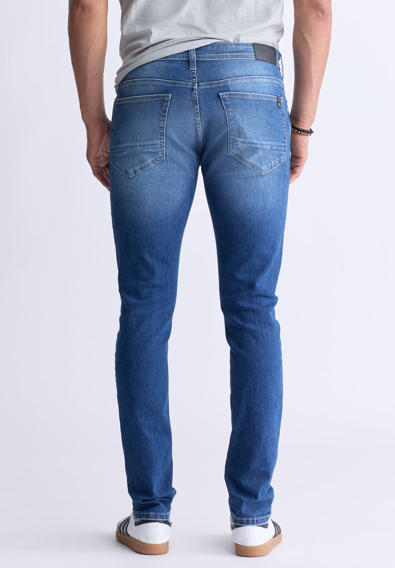 Jean droit étroit Evan-X pour hommes, bleu - BPMD01260E