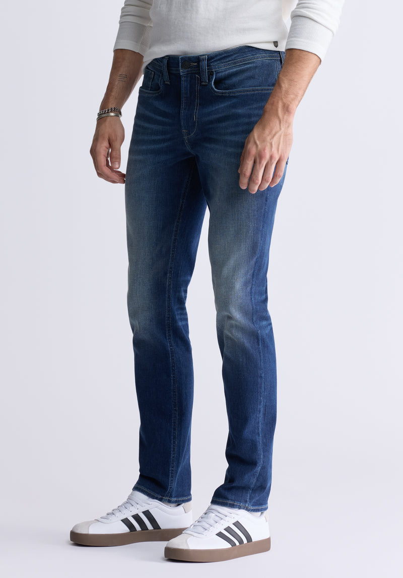 Jeans Jambe Droite Effilée pour Hommes Bleu Classique Evan-X - BPM12633EL