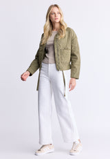 Annalee Women's Quilted Cropped Jacket, Olive green - JK0025H