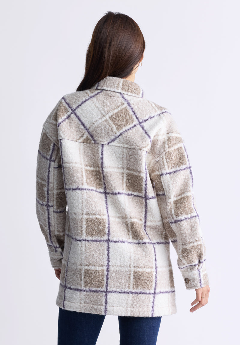 Buffalo David Bitton Royce Women's Plaid Coat, Beige & Purple - JK0033F Color PURPLE