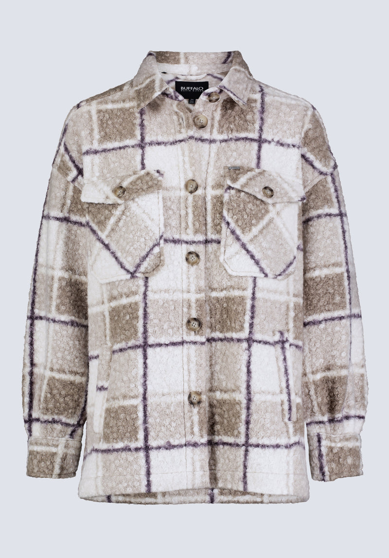 Royce Women's Plaid Coat, Beige & Purple - JK0033F