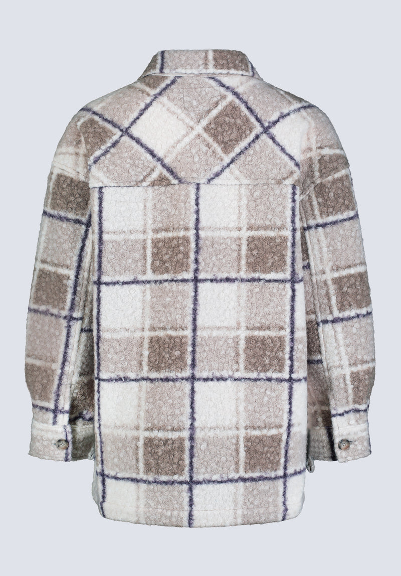 Royce Women's Plaid Coat, Beige & Purple - JK0033F