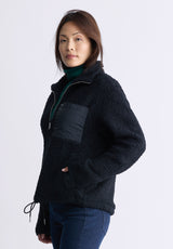 Buffalo David Bitton Sena Women's Sherpa Jacket with Chest Pocket, Black - JK0036F Color BLACK