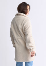 Buffalo David Bitton Citra Women's Cinch-Waist Full-Zip Sherpa Coat, Oatmeal  - JK0038F Color OAT