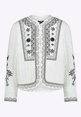 Ashleigh Women's Quilted Embroidered Button-Up Jacket, Egret - JK0048P