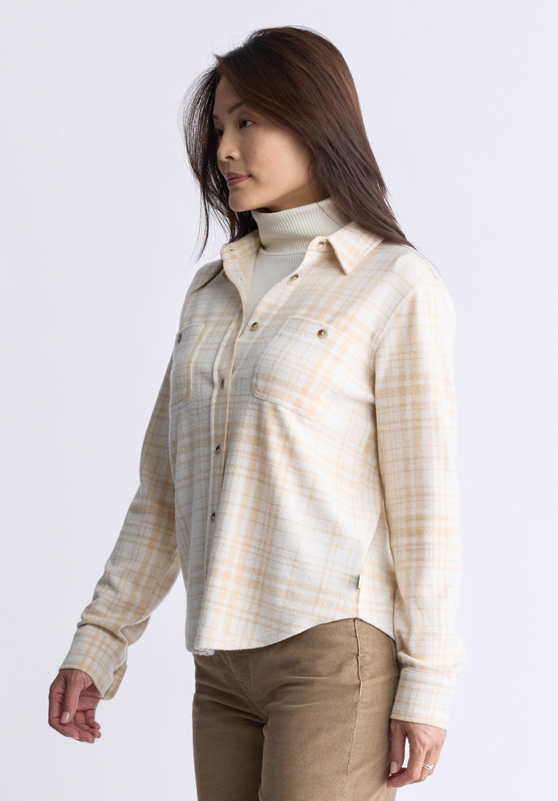 Buffalo David Bitton Georgie Women's Long-Sleeved Shirt, Biscotti Beige - KT0124F Color BISCOTTI