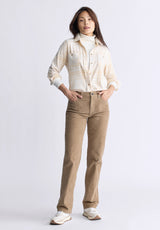 Buffalo David Bitton Georgie Women's Long-Sleeved Shirt, Biscotti Beige - KT0124F Color BISCOTTI