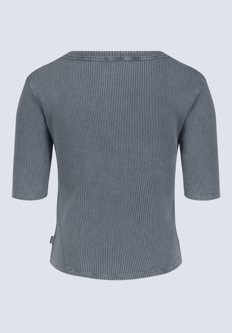 Haut à manches au coude Tabbey pour femmes, gris corbeau - KT0152F