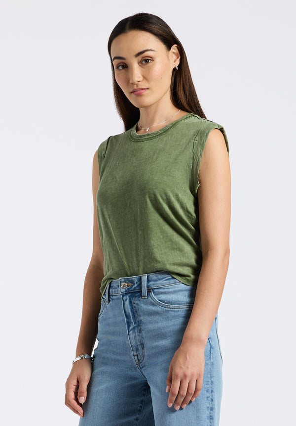 Elayne Women’s Sleeveless Top, Bronze Green - KT0230P