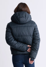 Janice Black Ladies Hooded Puffer Jacket - OBLEF008