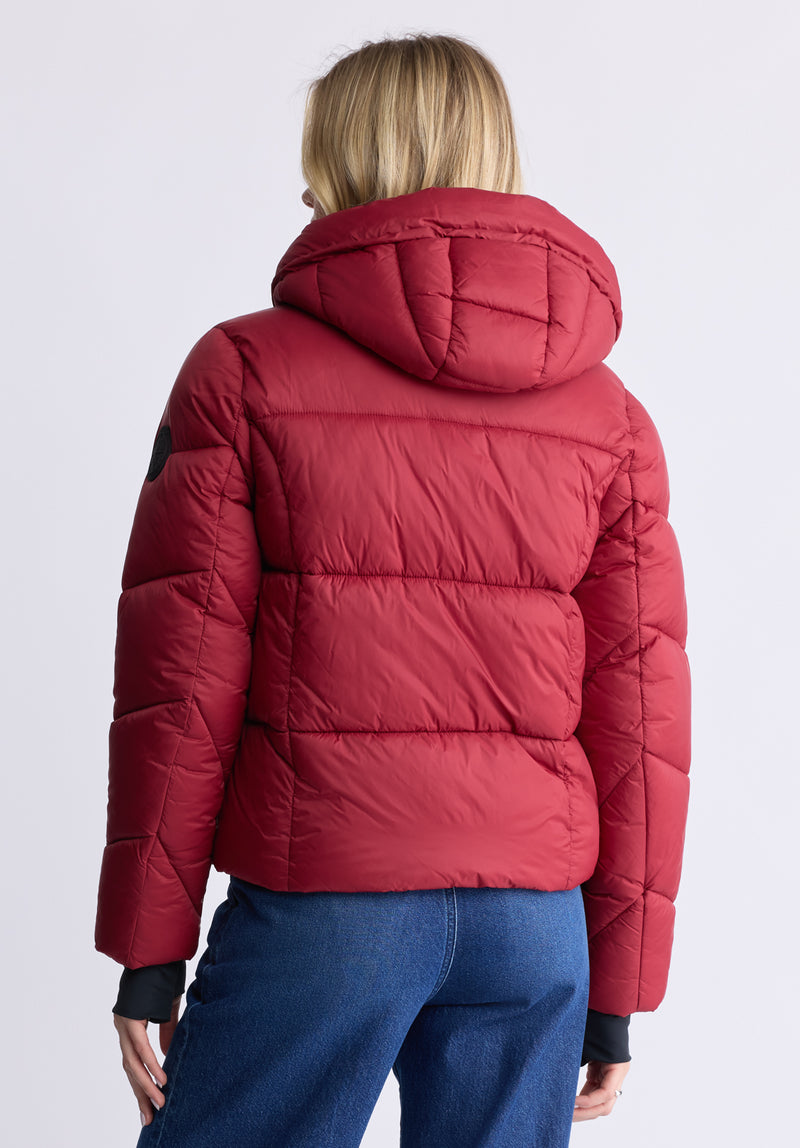 Ladies red hooded jacket best sale