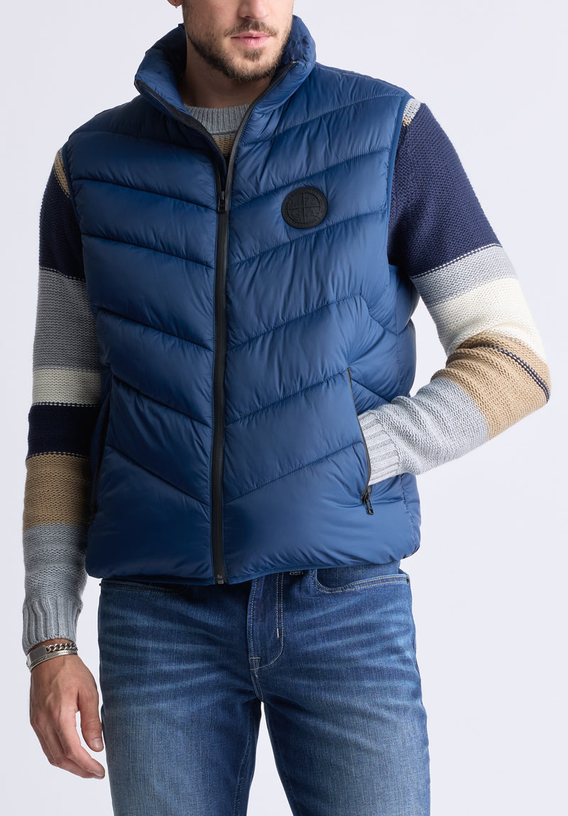 Mens navy blue puffer vest best sale