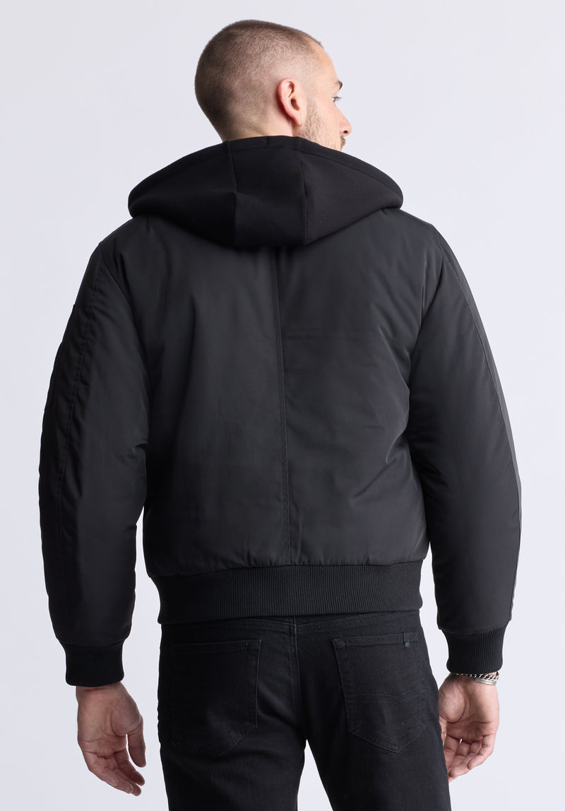 Veste zippée à capuche Cliff pour hommes, noir - OBMFB001