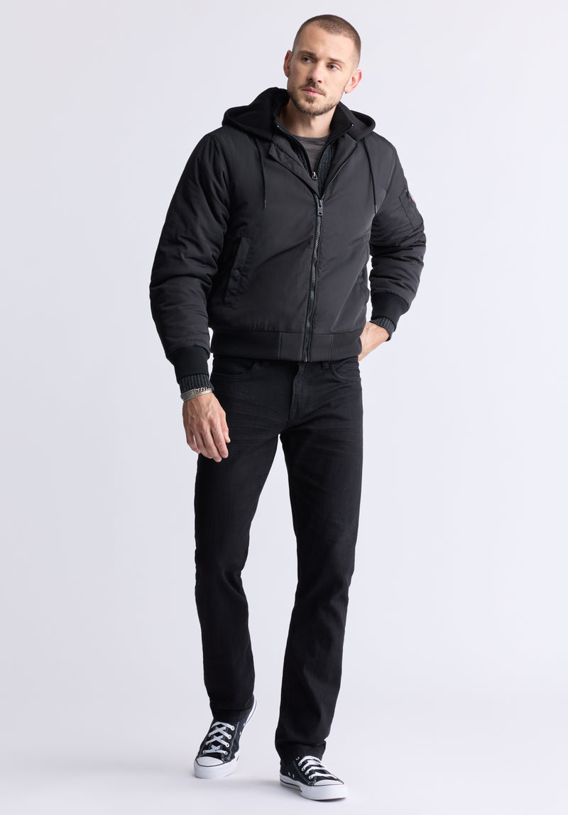 Veste zippée à capuche Cliff pour hommes, noir - OBMFB001