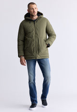 Veste longue zippée bidirectionnelle avec grandes poches Gavin pour hommes, vert - OBMFP001