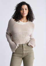 Cornelia Women's Crochet Cropped Sweater, Tan - SW0056S