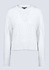 Camellia Women's Cable Knit Sweater, Wood Ash - SW0072F