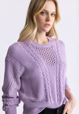 Buffalo David Bitton Camellia Women's Cable-Knit Sweater, Purple Rose - SW0072F Color PURPLE ROSE