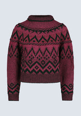 Lesina Women's Fair Isle Knit Pullover Sweater, Red & Black - SW0088F