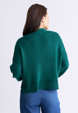 Buffalo David Bitton Seema Women's Long-Sleeve Loose-Fit Sweater, Forest Green - SW0095F Color RAINFOREST