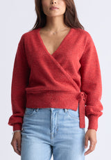 Pull cache-cœur à manches longues Jadis pour femmes, rouge - SW0099H