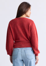 Pull cache-cœur à manches longues Jadis pour femmes, rouge - SW0099H