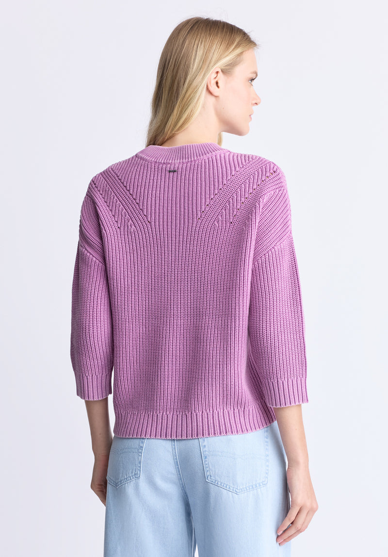 Kassanda Women's 3/4 Sleeve Knit Sweater, Purple - SW0100H